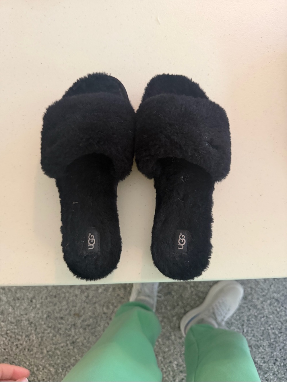 UGG Black Shearling Slide Slippers